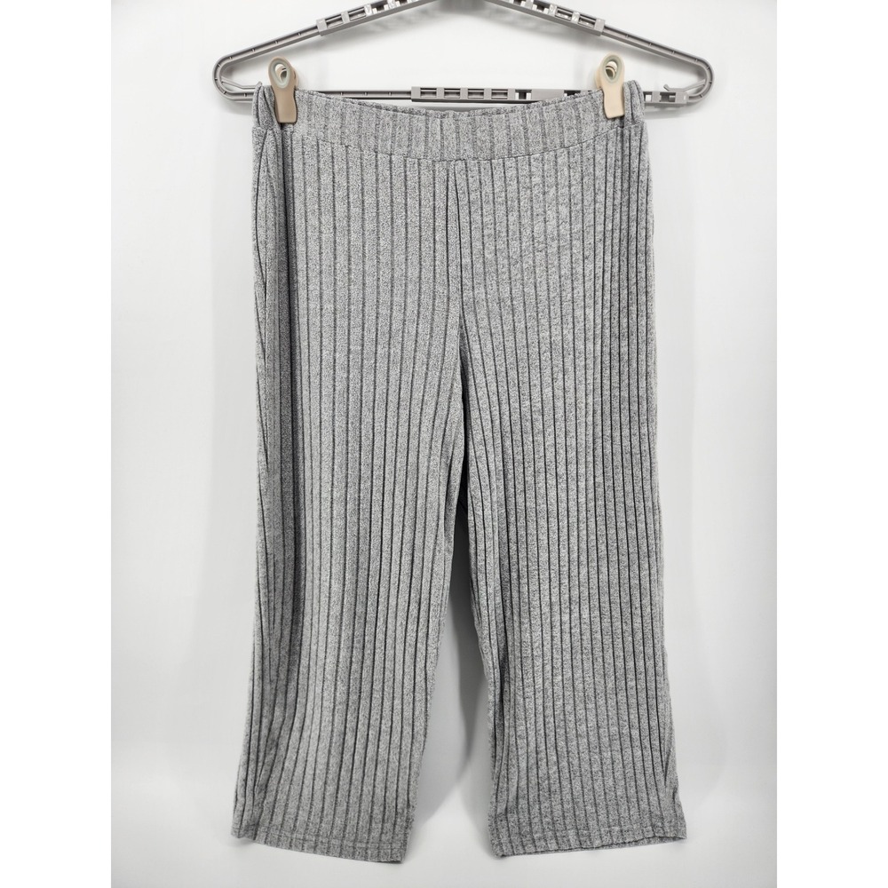 Shein Curve Plus Size 4XL Gray Ribbed‎ Knit Wide Leg Pants Casual Lounge